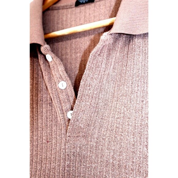 Coofandy Mens XL Ribbed Long Sleeve Polo Shirt Old Money Vintage Casual - Picture 6 of 9